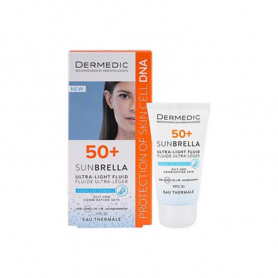 ديرميديك صن بريلا واقي شمس فلويد فائق الخفة للبشرة الدهنية والمختلطة SPF 50+ 40 مل